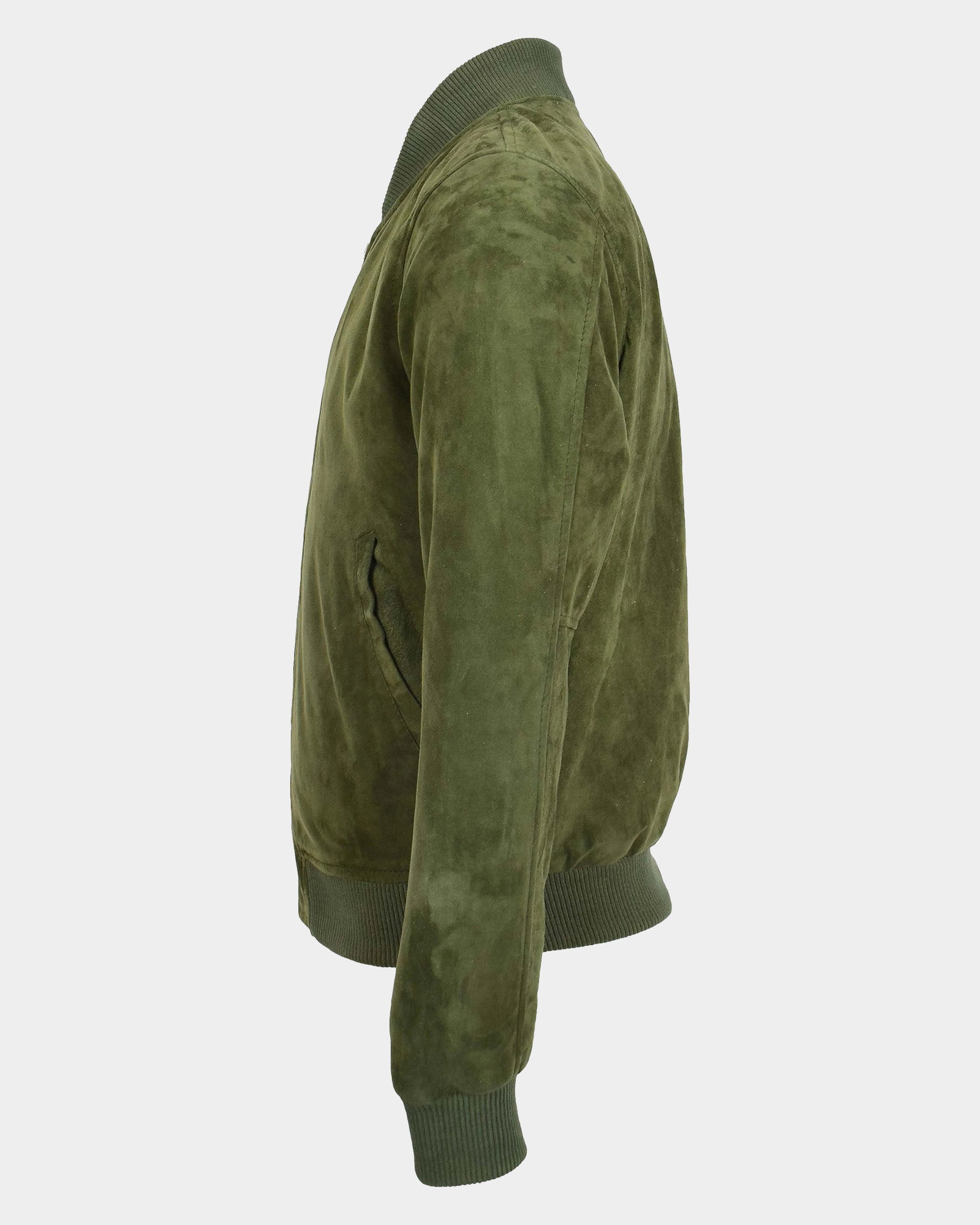 Mens Suede MA-1 Bomber Jacket Trevor Aurora Green