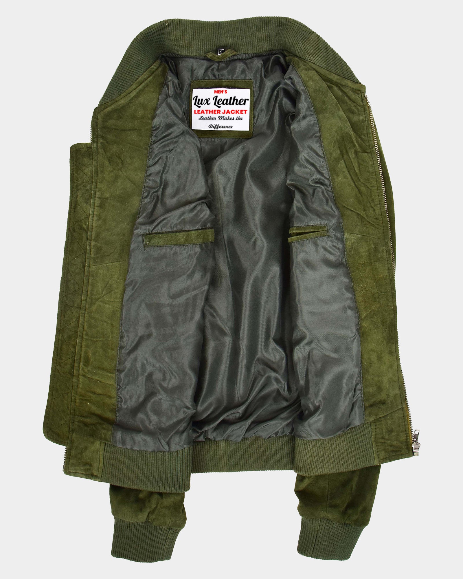 Mens Suede MA-1 Bomber Jacket Trevor Aurora Green