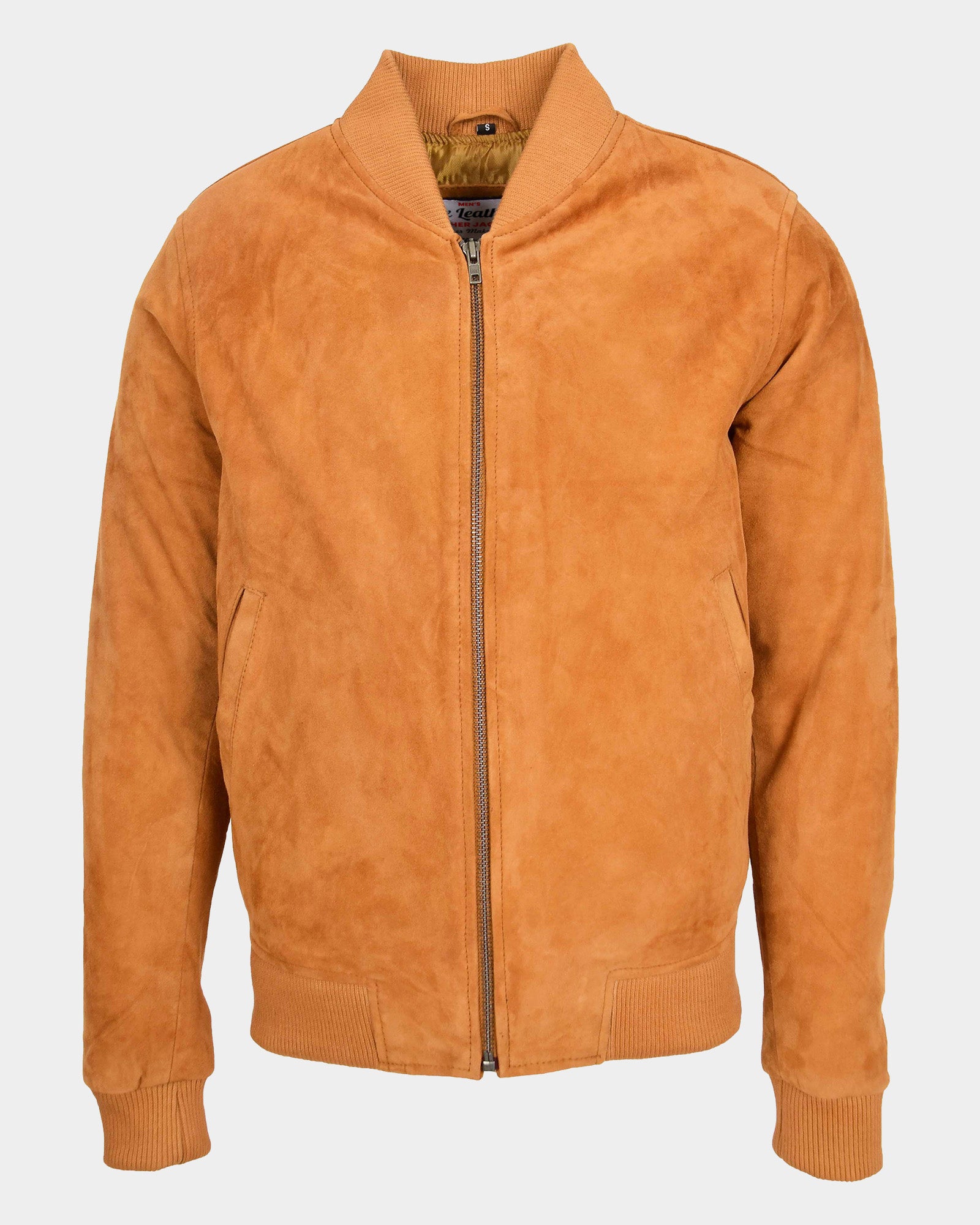 Mens Suede MA-1 Bomber Jacket Trevor Dynamo Tan