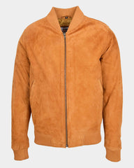 Mens Suede MA-1 Bomber Jacket Trevor Dynamo Tan