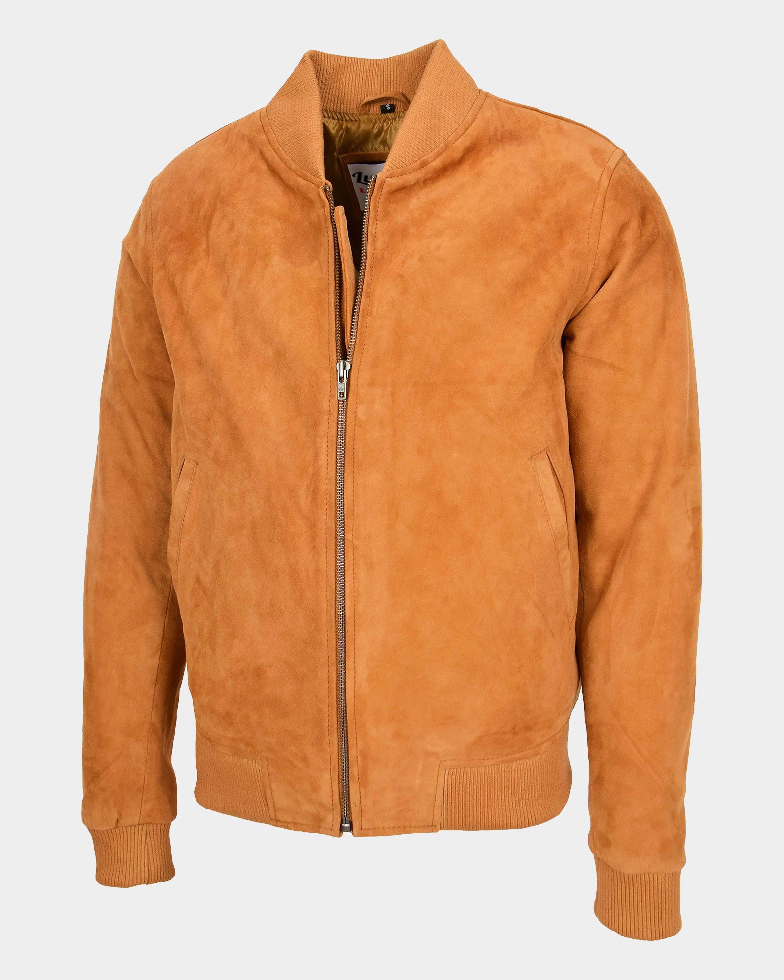 Mens Suede MA-1 Bomber Jacket Trevor Dynamo Tan