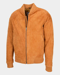 Mens Suede MA-1 Bomber Jacket Trevor Dynamo Tan