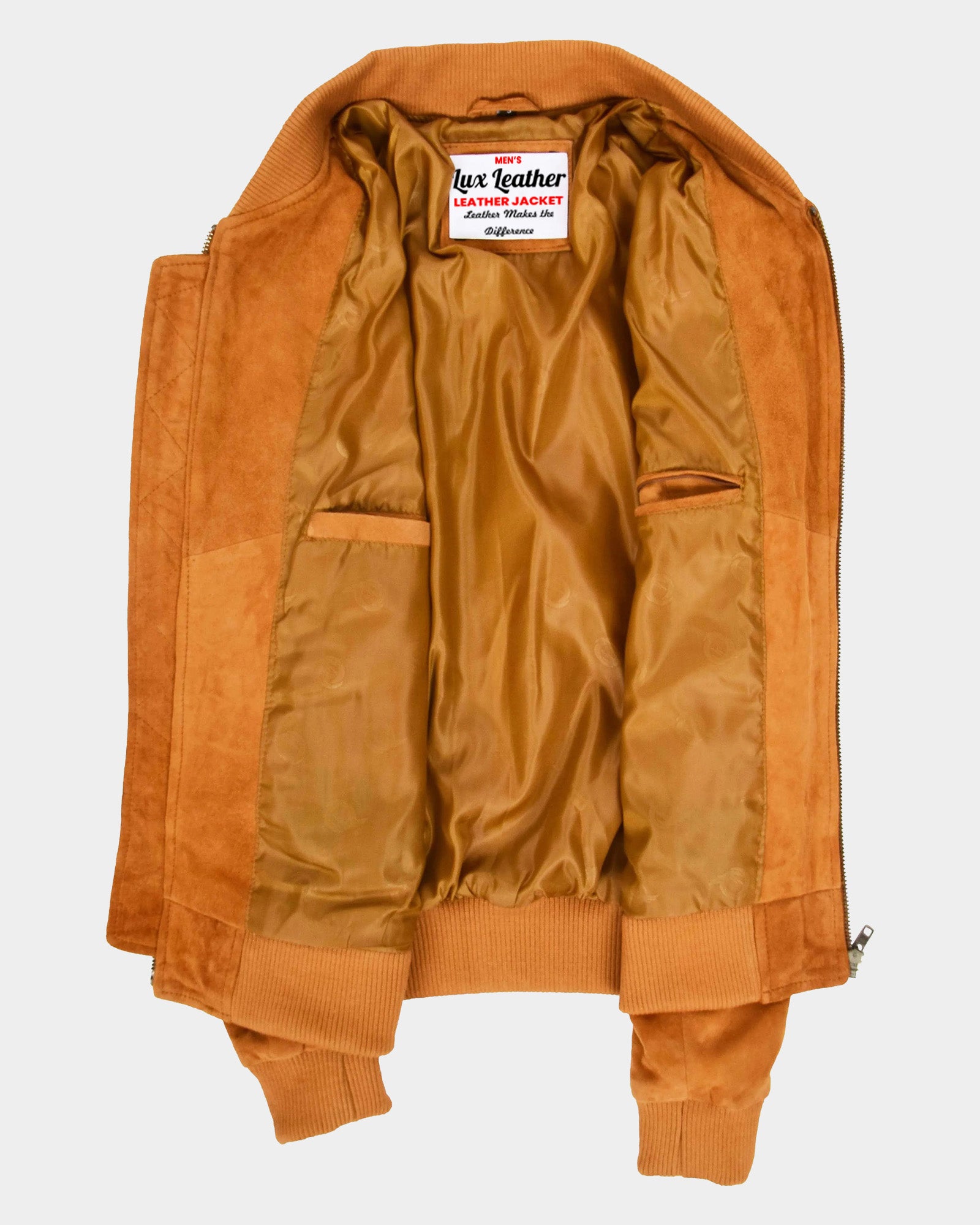 Mens Suede MA-1 Bomber Jacket Trevor Dynamo Tan
