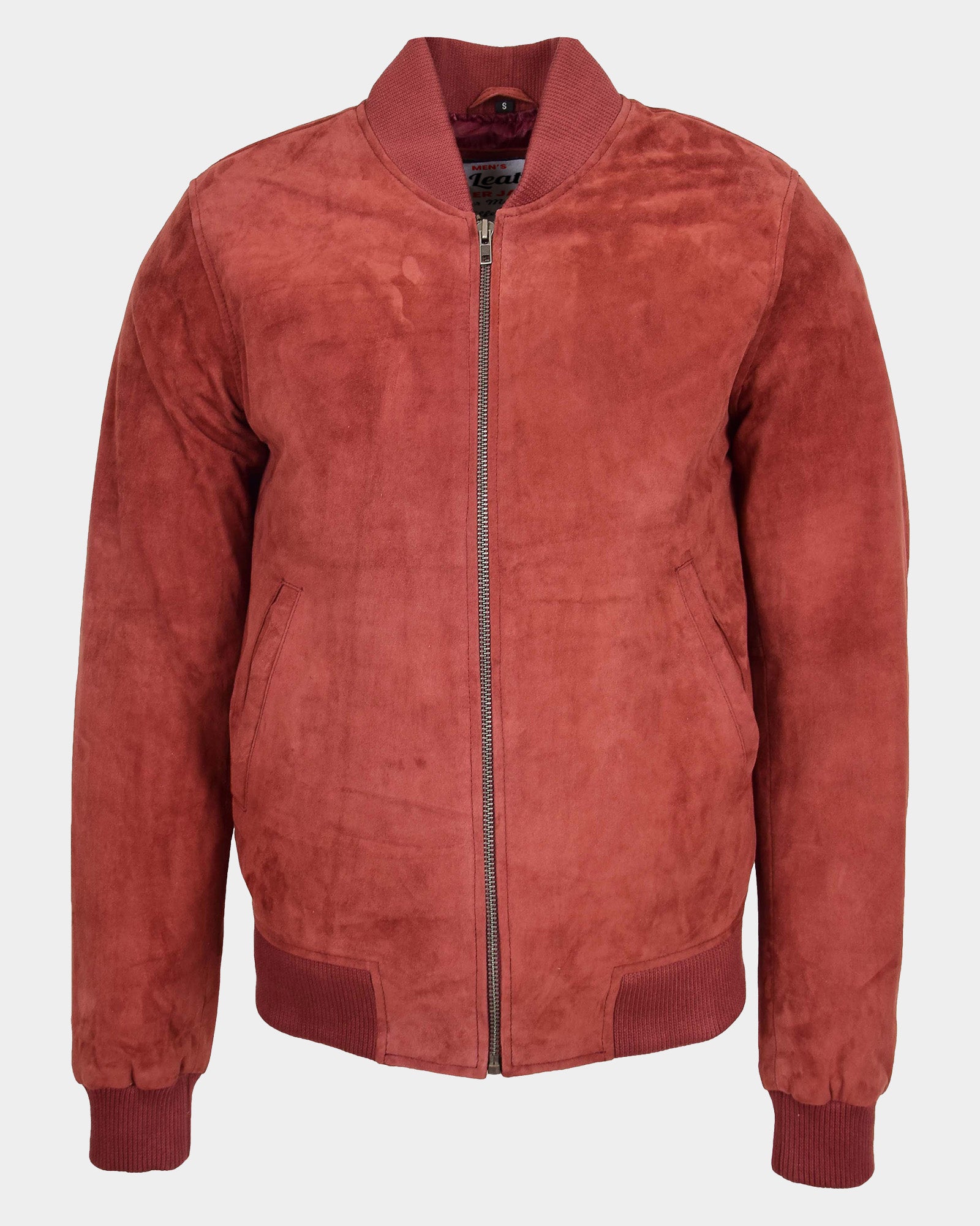Mens Suede MA-1 Bomber Jacket Trevor Ignite Red