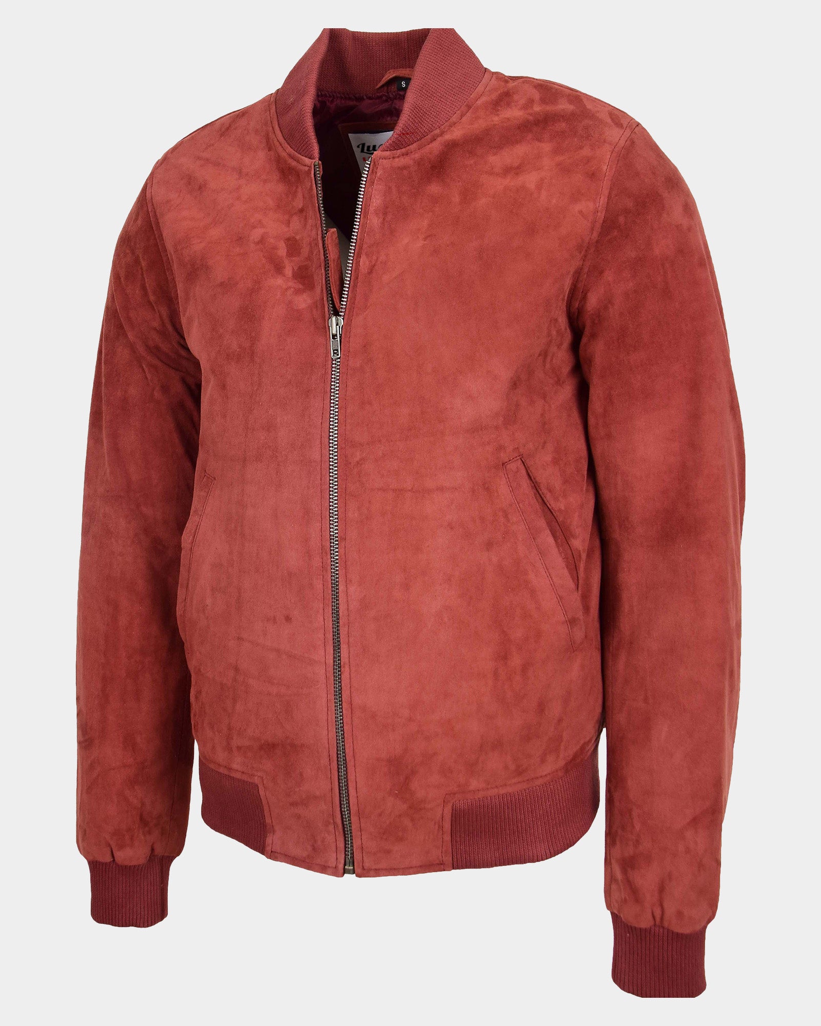 Mens Suede MA-1 Bomber Jacket Trevor Ignite Red