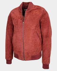 Mens Suede MA-1 Bomber Jacket Trevor Ignite Red