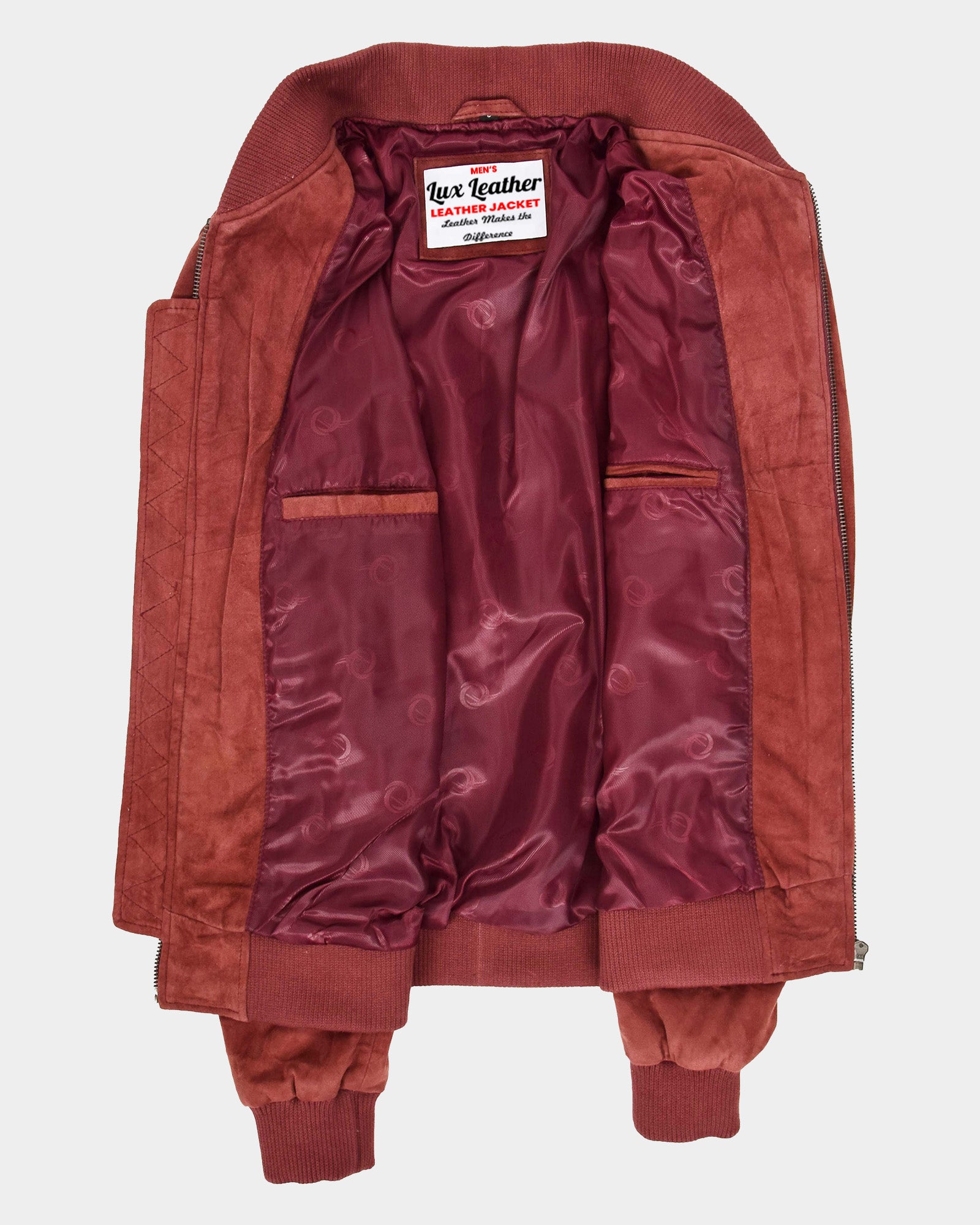 Mens Suede MA-1 Bomber Jacket Trevor Ignite Red