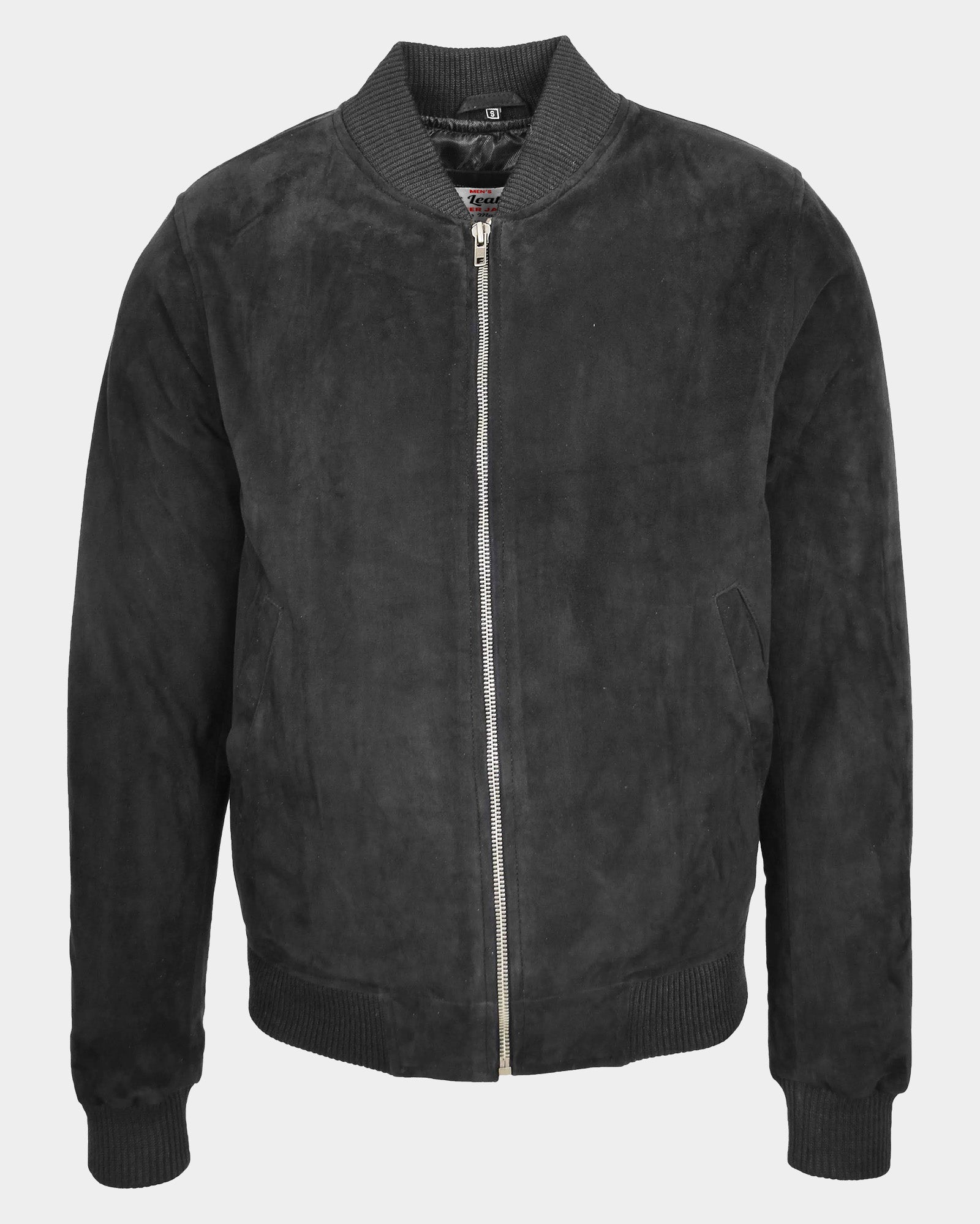 Mens Suede MA-1 Bomber Jacket Trevor Nova Black