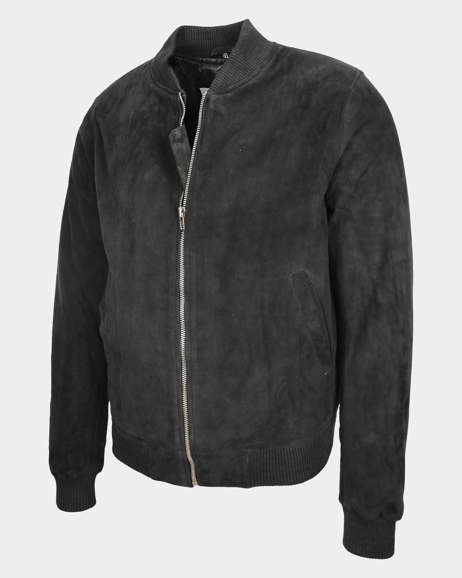 Mens Suede MA-1 Bomber Jacket Trevor Nova Black