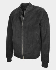 Mens Suede MA-1 Bomber Jacket Trevor Nova Black