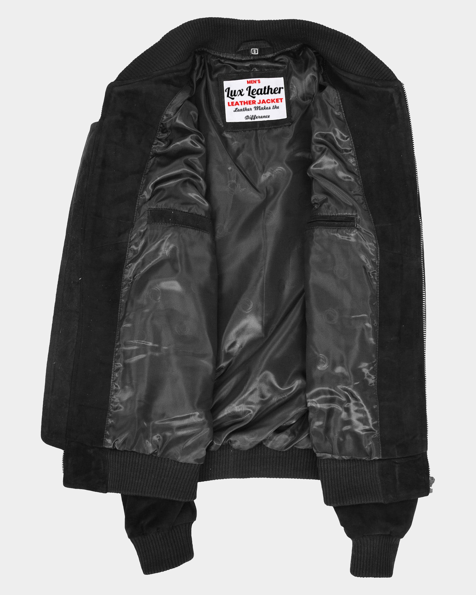 Mens Suede MA-1 Bomber Jacket Trevor Nova Black