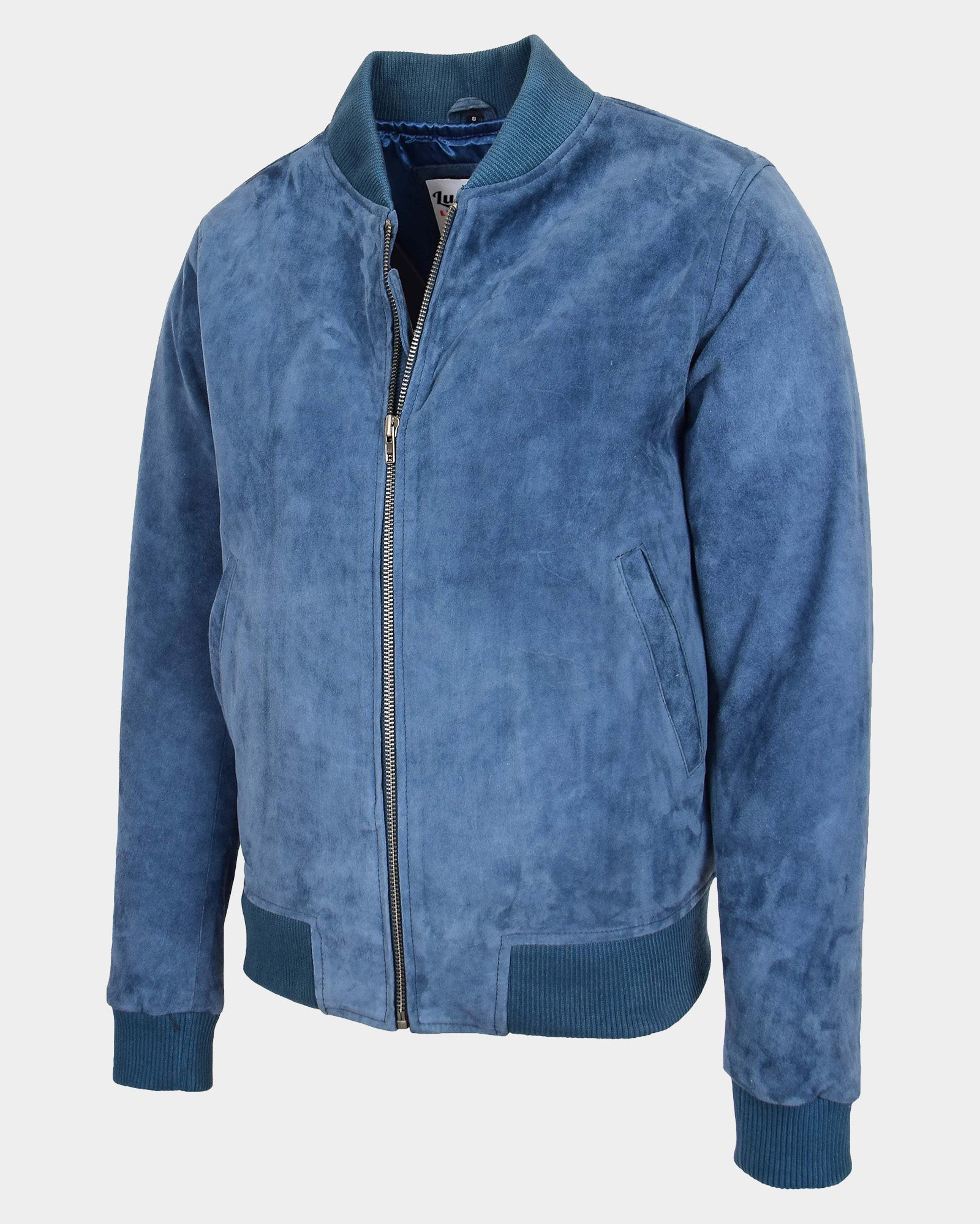 Mens Suede MA-1 Bomber Jacket Trevor Radiant Blue