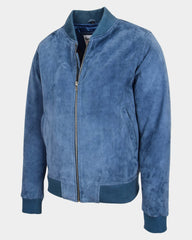 Mens Suede MA-1 Bomber Jacket Trevor Radiant Blue