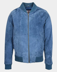 Mens Suede MA-1 Bomber Jacket Trevor Radiant Blue
