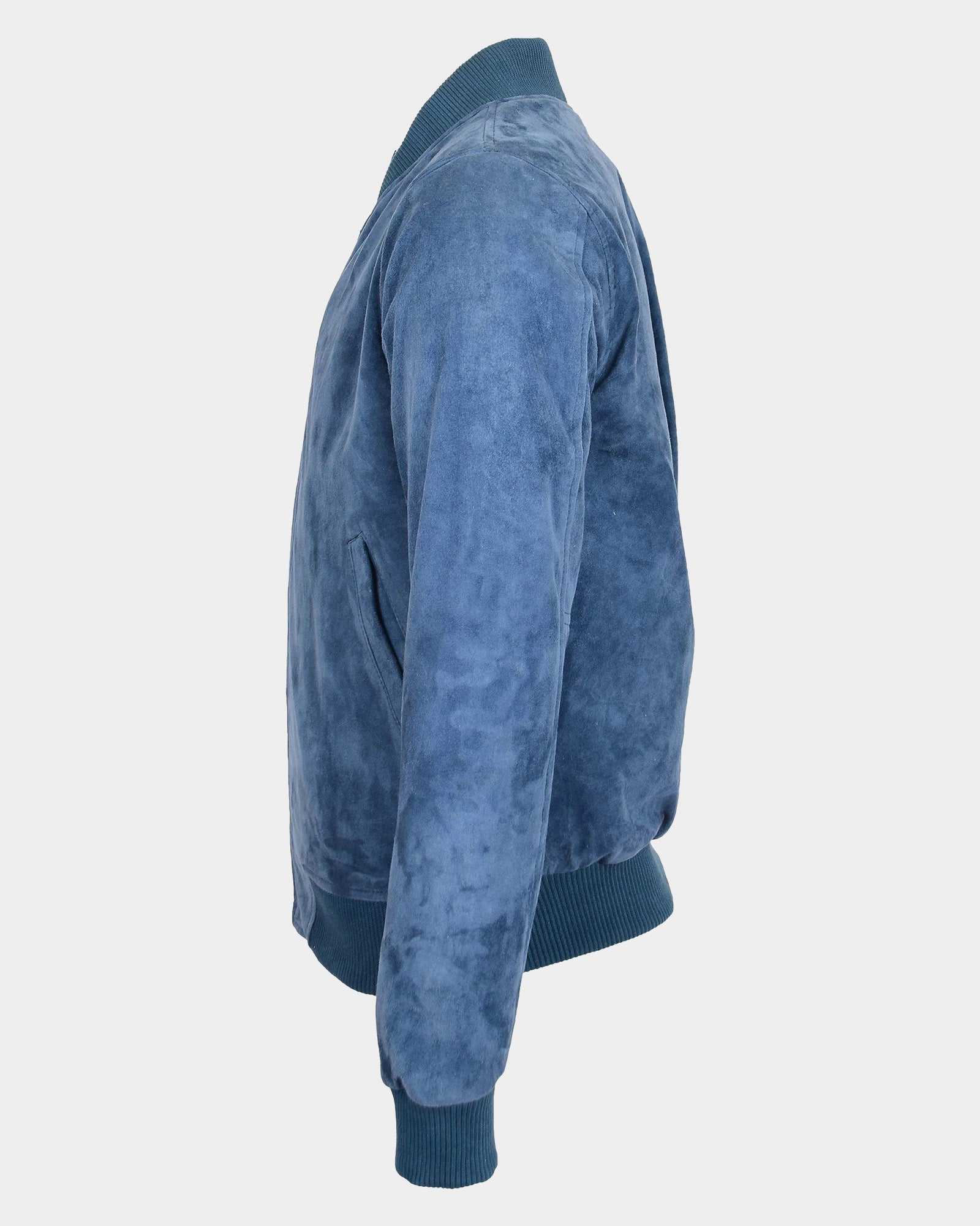 Mens Suede MA-1 Bomber Jacket Trevor Radiant Blue