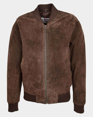 Mens Suede MA-1 Bomber Jacket Trevor Zenith Brown