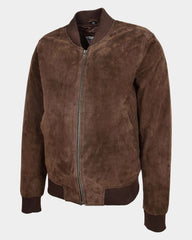 Mens Suede MA-1 Bomber Jacket Trevor Zenith Brown