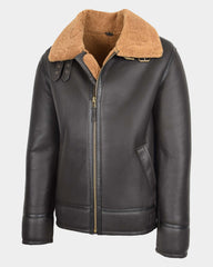 Mens Top Gun Style Sheepskin Jacket Oscar Zenith Brown Ginger