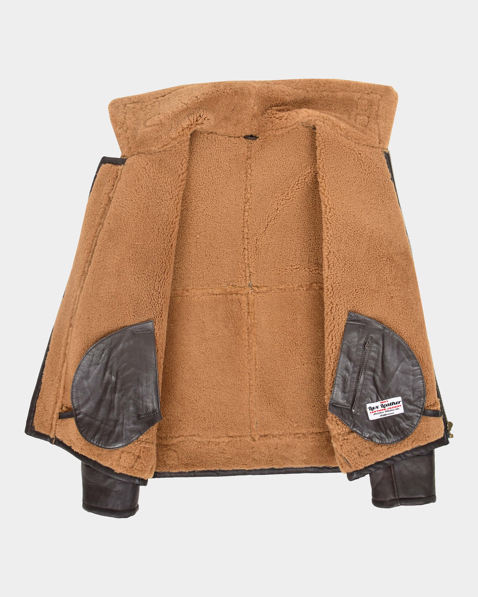 Mens Top Gun Style Sheepskin Jacket Oscar Zenith Brown Ginger