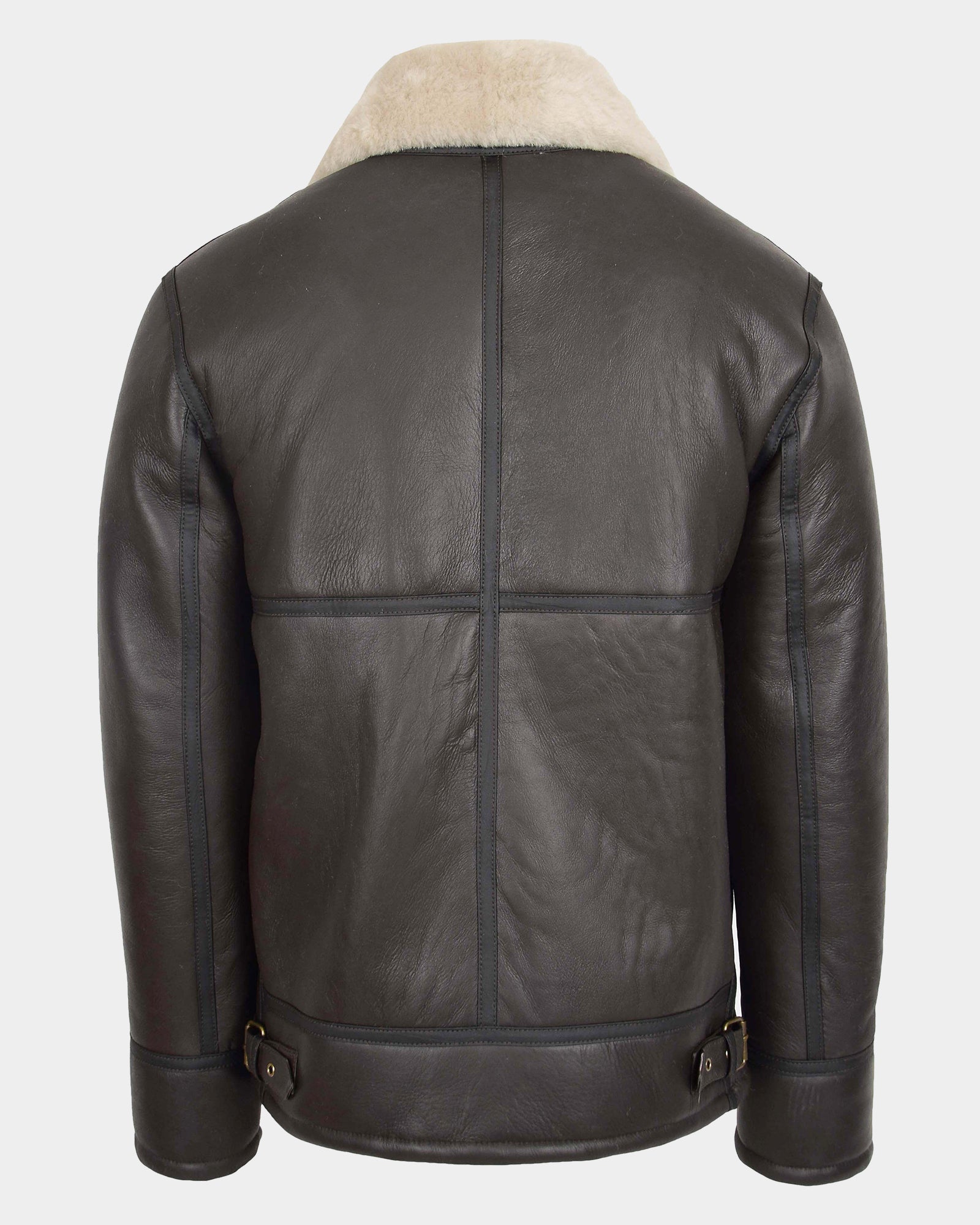Mens Top Gun Style Sheepskin Jacket Oscar Zenith Brown White