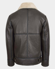 Mens Top Gun Style Sheepskin Jacket Oscar Zenith Brown White