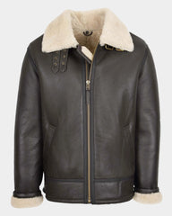 Mens Top Gun Style Sheepskin Jacket Oscar Zenith Brown White