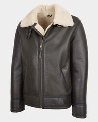 Mens Top Gun Style Sheepskin Jacket Oscar Zenith Brown White