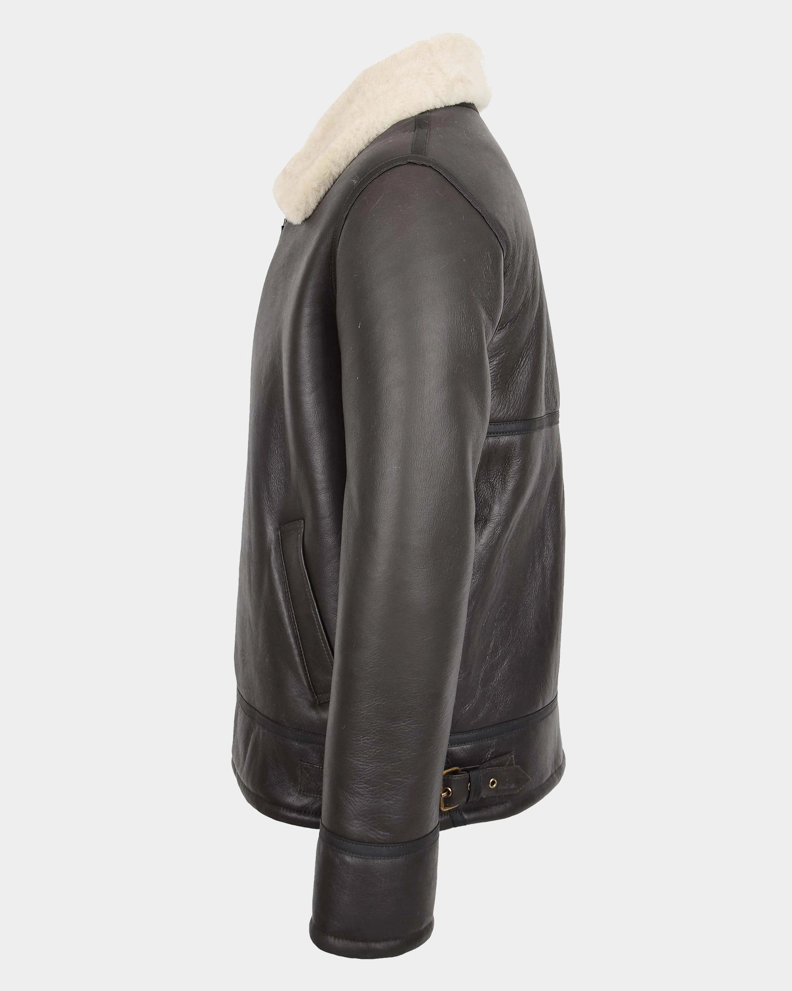 Mens Top Gun Style Sheepskin Jacket Oscar Zenith Brown White