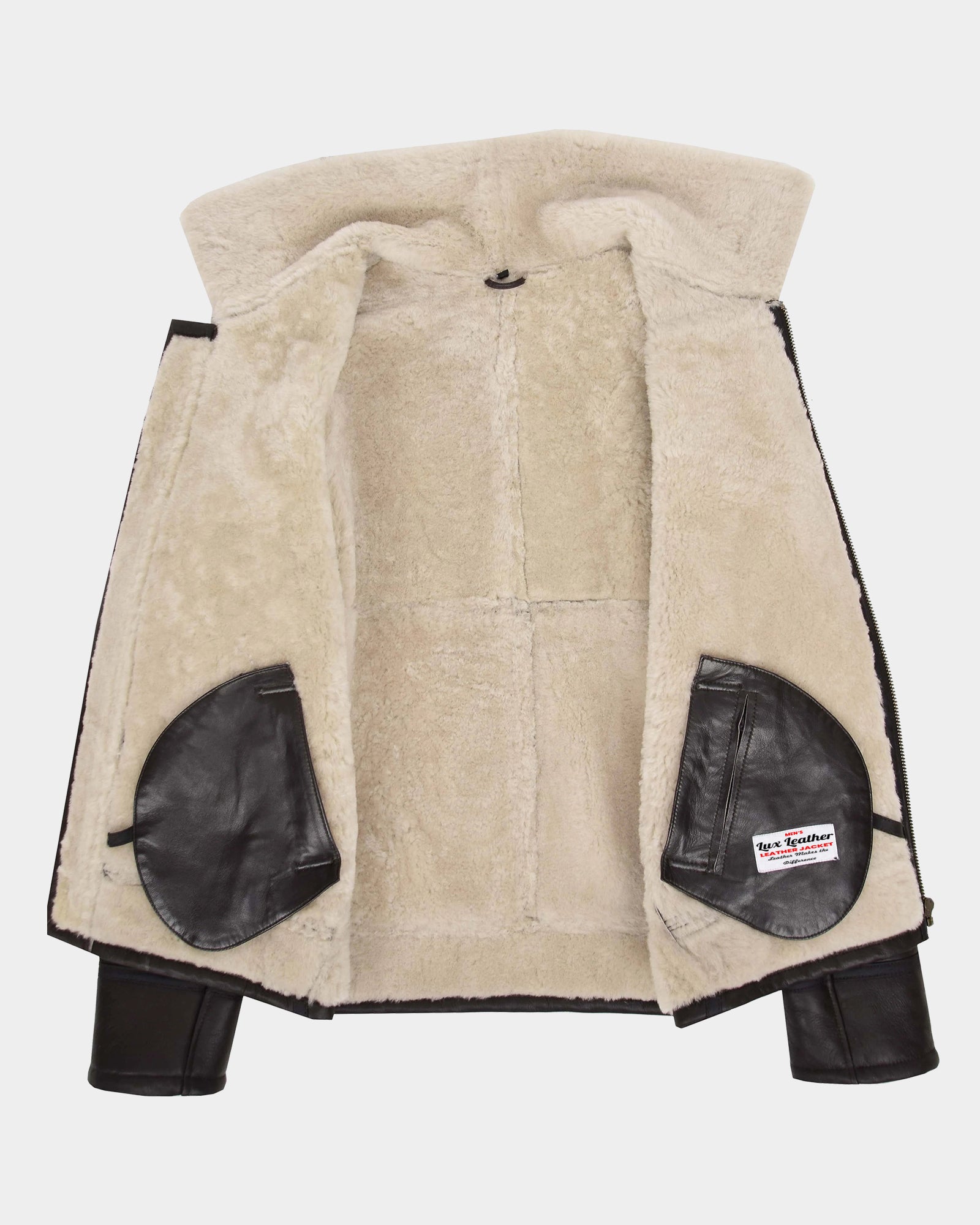 Mens Top Gun Style Sheepskin Jacket Oscar Zenith Brown White