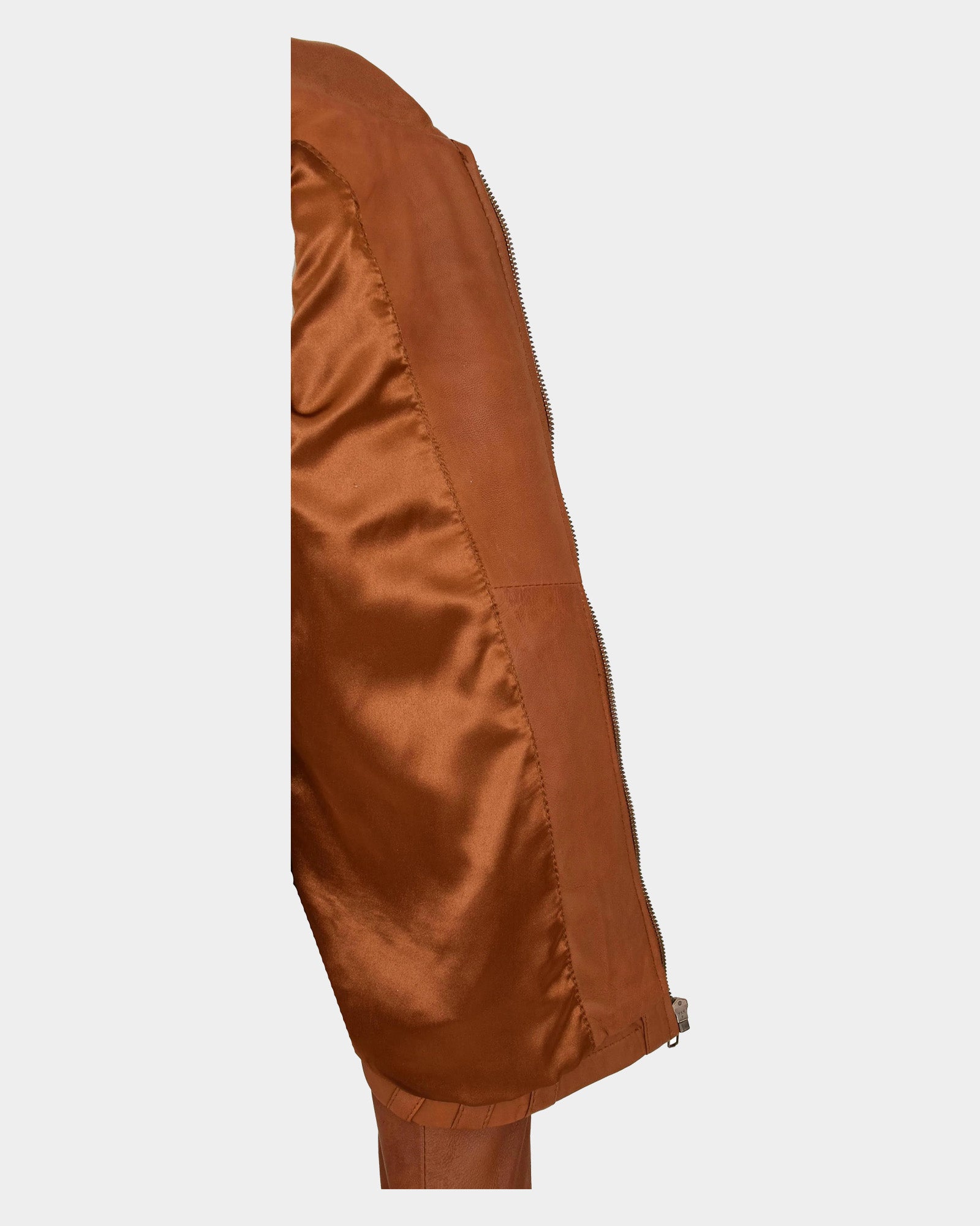 Womens Classic Leather Biker Zip Box Jacket Dynamo Tan
