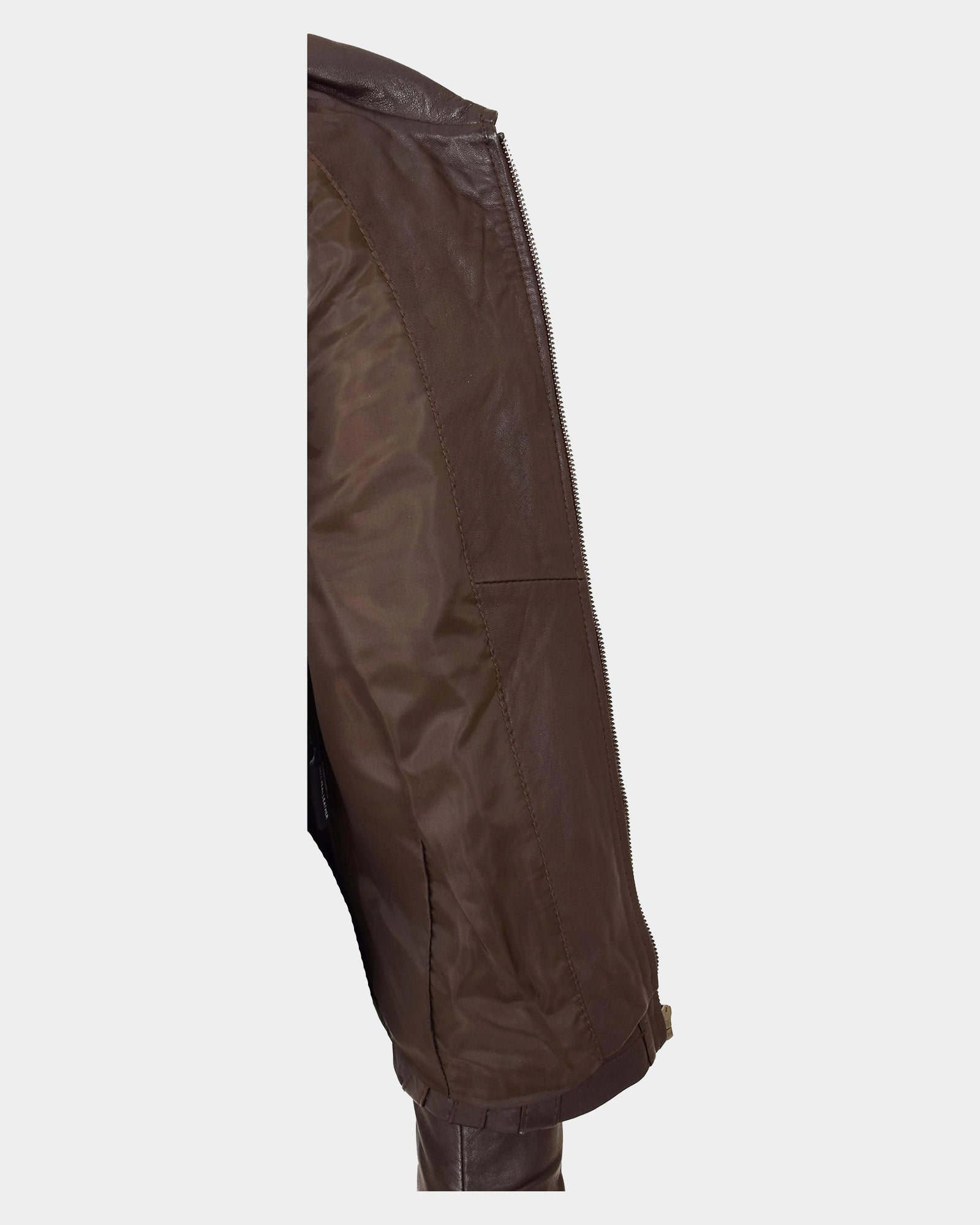 Womens Classic Leather Biker Zip Box Jacket Zenith Brown