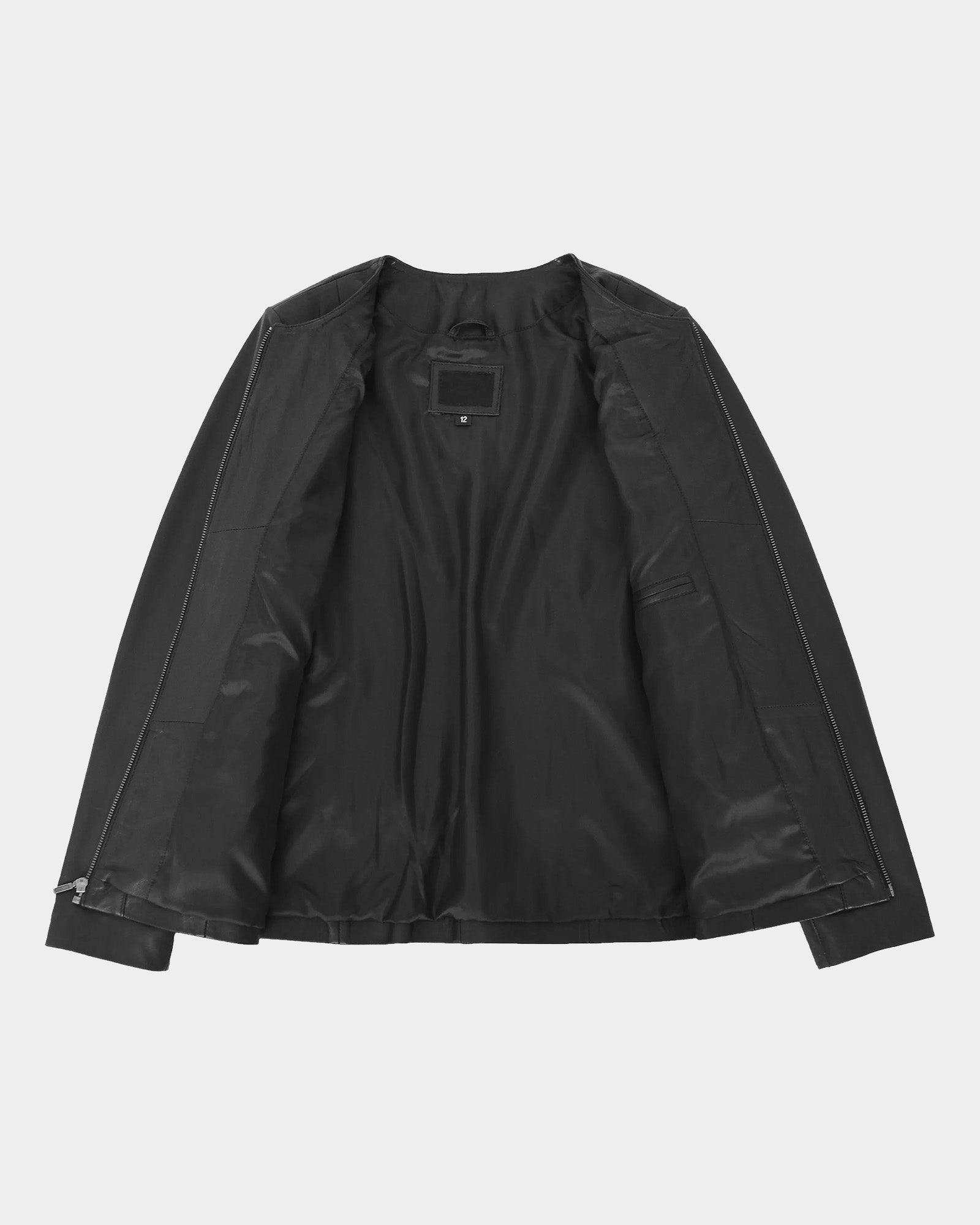 Womens Classic Soft Leather Collarless Jacket Nova Black