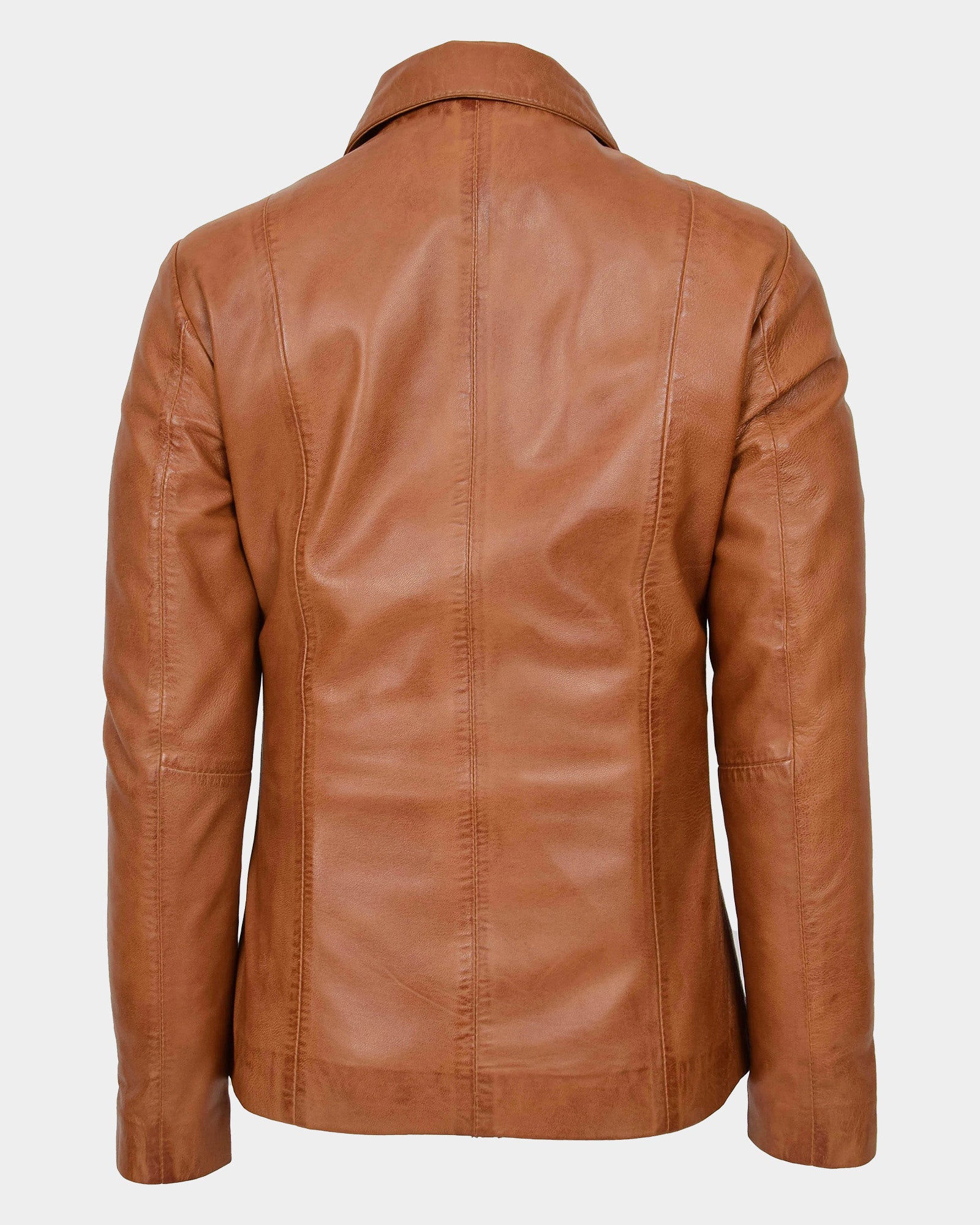 Womens Classic Zip Fastening Leather Jacket Julia Dynamo Tan