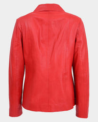 Womens Classic Zip Fastening Leather Jacket Julia Ignite Red