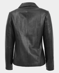 Womens Classic Zip Fastening Leather Jacket Julia Nova Black
