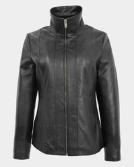 Womens Classic Zip Fastening Leather Jacket Julia Nova Black