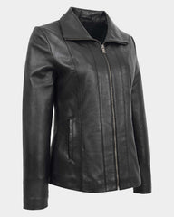 Womens Classic Zip Fastening Leather Jacket Julia Nova Black