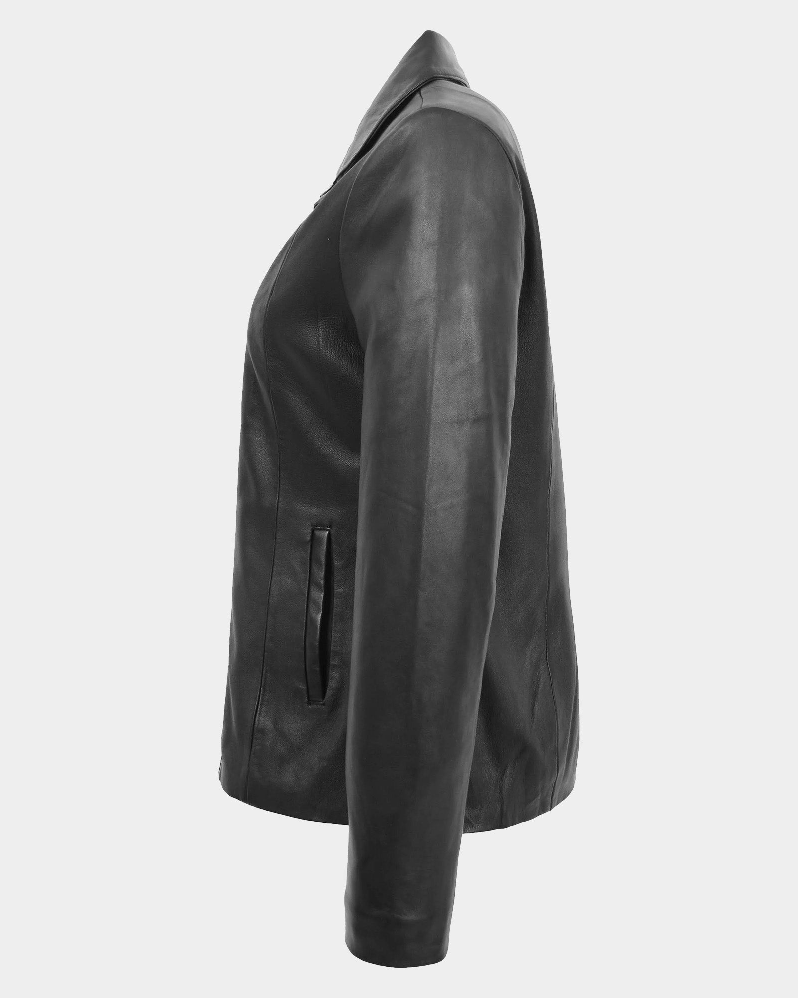 Womens Classic Zip Fastening Leather Jacket Julia Nova Black