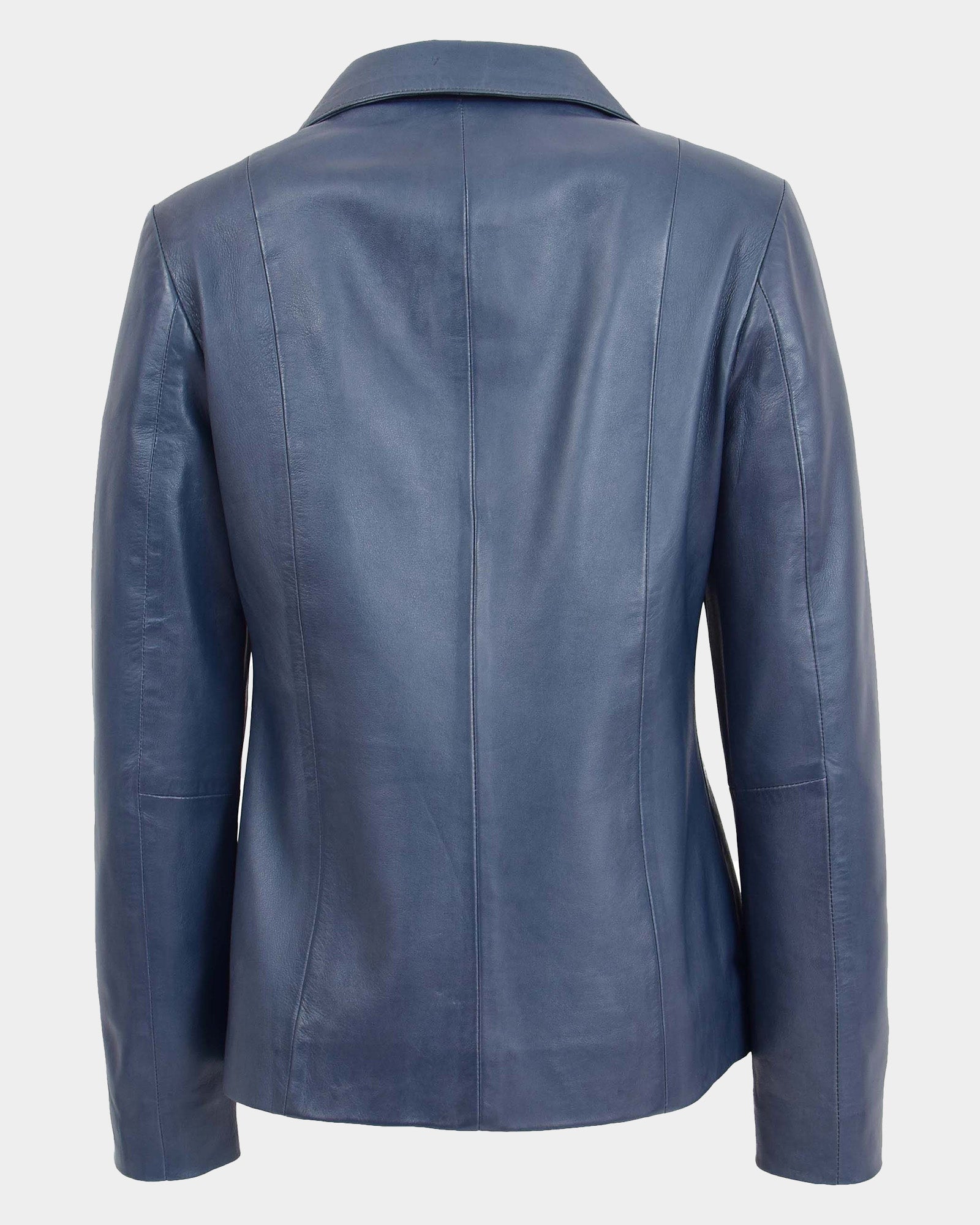 Womens Classic Zip Fastening Leather Jacket Julia  Radiant Blue