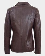 Womens Classic Zip Fastening Leather Jacket Julia Zenith Brown