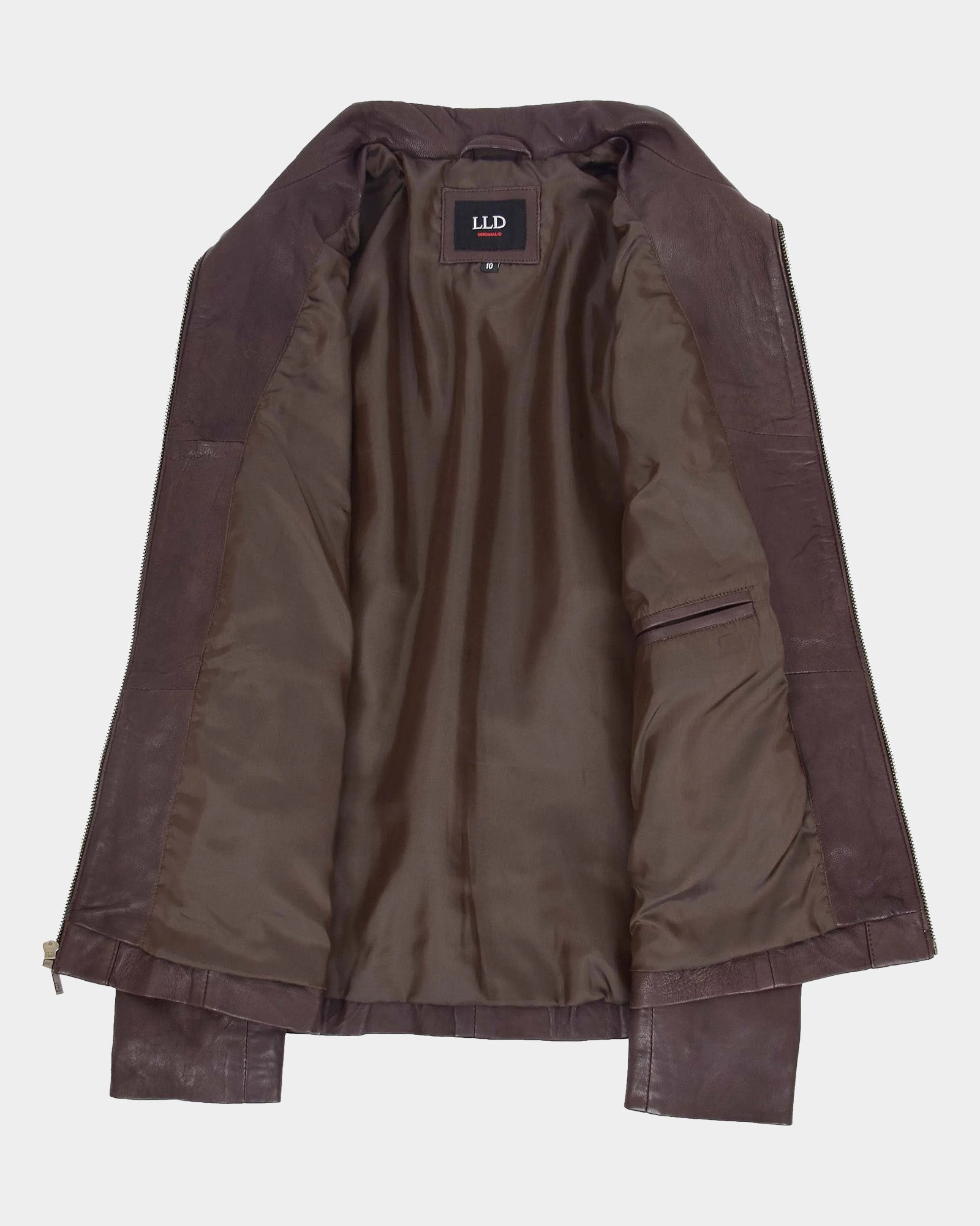Womens Classic Zip Fastening Leather Jacket Julia Zenith Brown