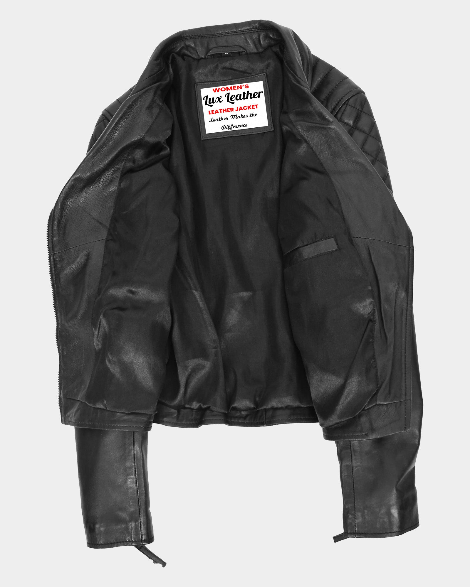 Womens Cross Zip Biker Leather Jacket Claudia Nova Black