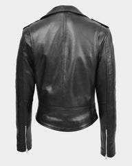 Womens Leather Biker Brando Jacket Kate Nova Black