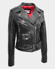 Womens Leather Biker Brando Jacket Kate Nova Black