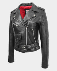 Womens Leather Biker Brando Jacket Kate Nova Black