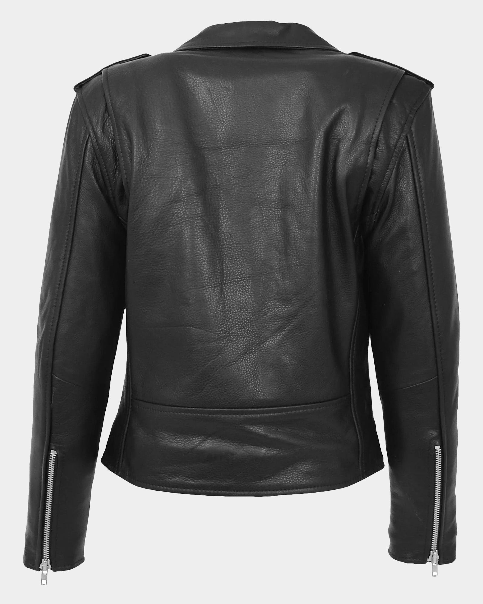 Womens Leather Biker Brando Style Jacket Holly Nova Black