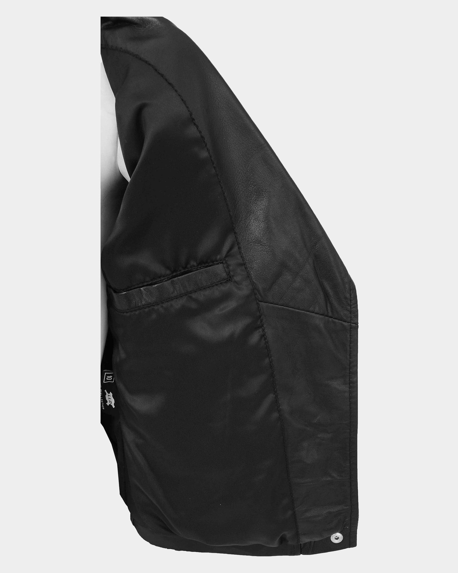 Womens Leather Biker Style Jacket Maya Cross Zip Nova Black