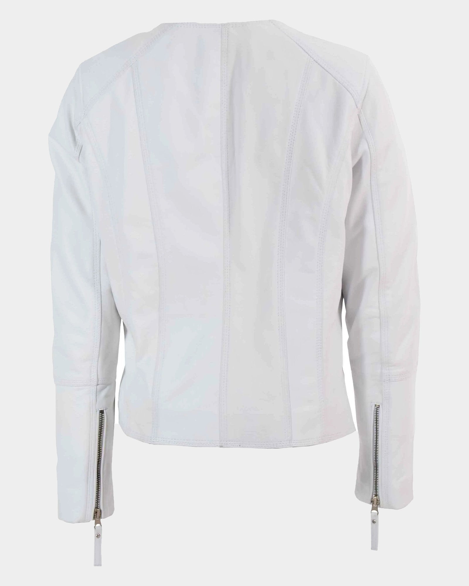 Womens Leather Casual Biker Jacket Shelly Cross Zip Astral Off White