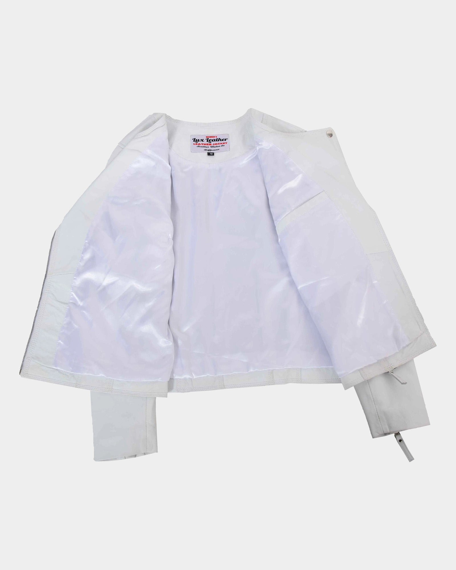 Womens Leather Casual Biker Jacket Shelly Cross Zip Astral Off White