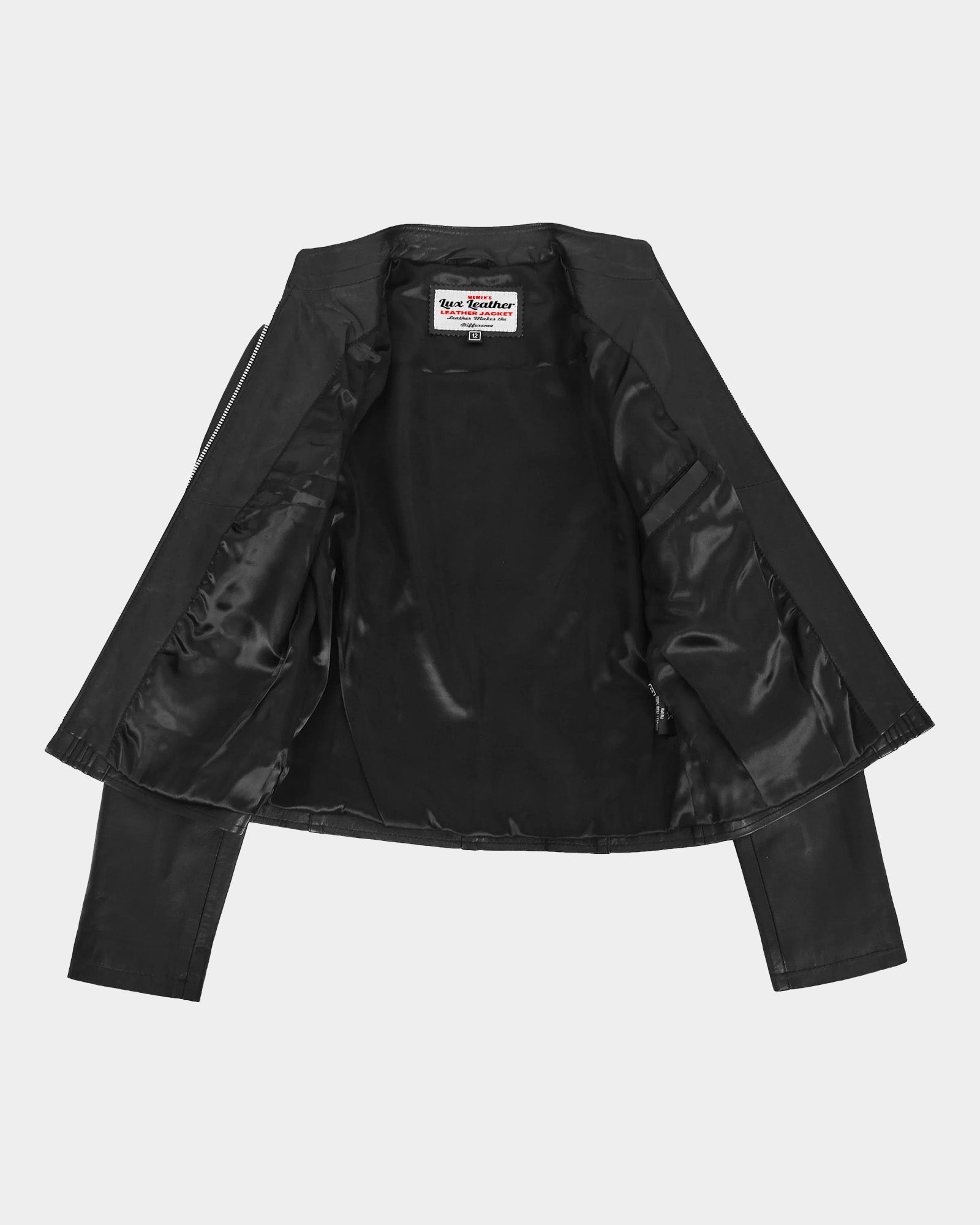 Womens Leather Casual Standing Collar Jacket Nova Black